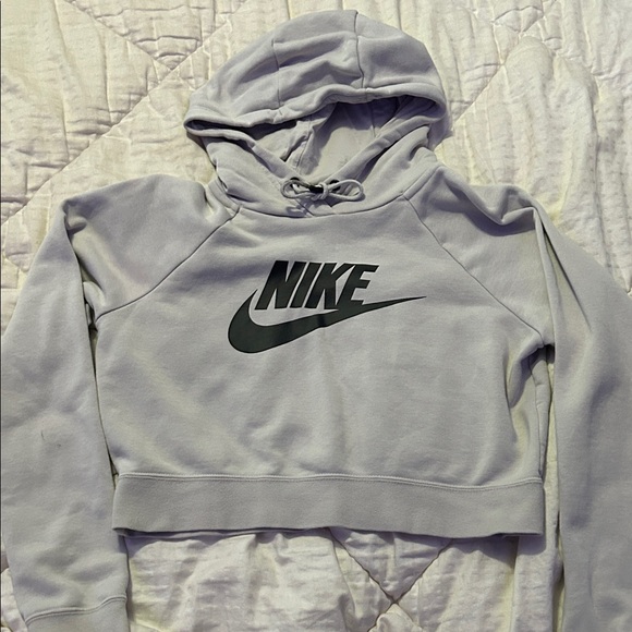 Nike Women's Light Gray Cropped Hoodie - Picture 1 of 3